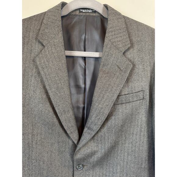 VTG 90s Zylos Gold George Machado 46L Wool Herringbone Tweed Sport Coat Blazer - Picture 3 of 10
